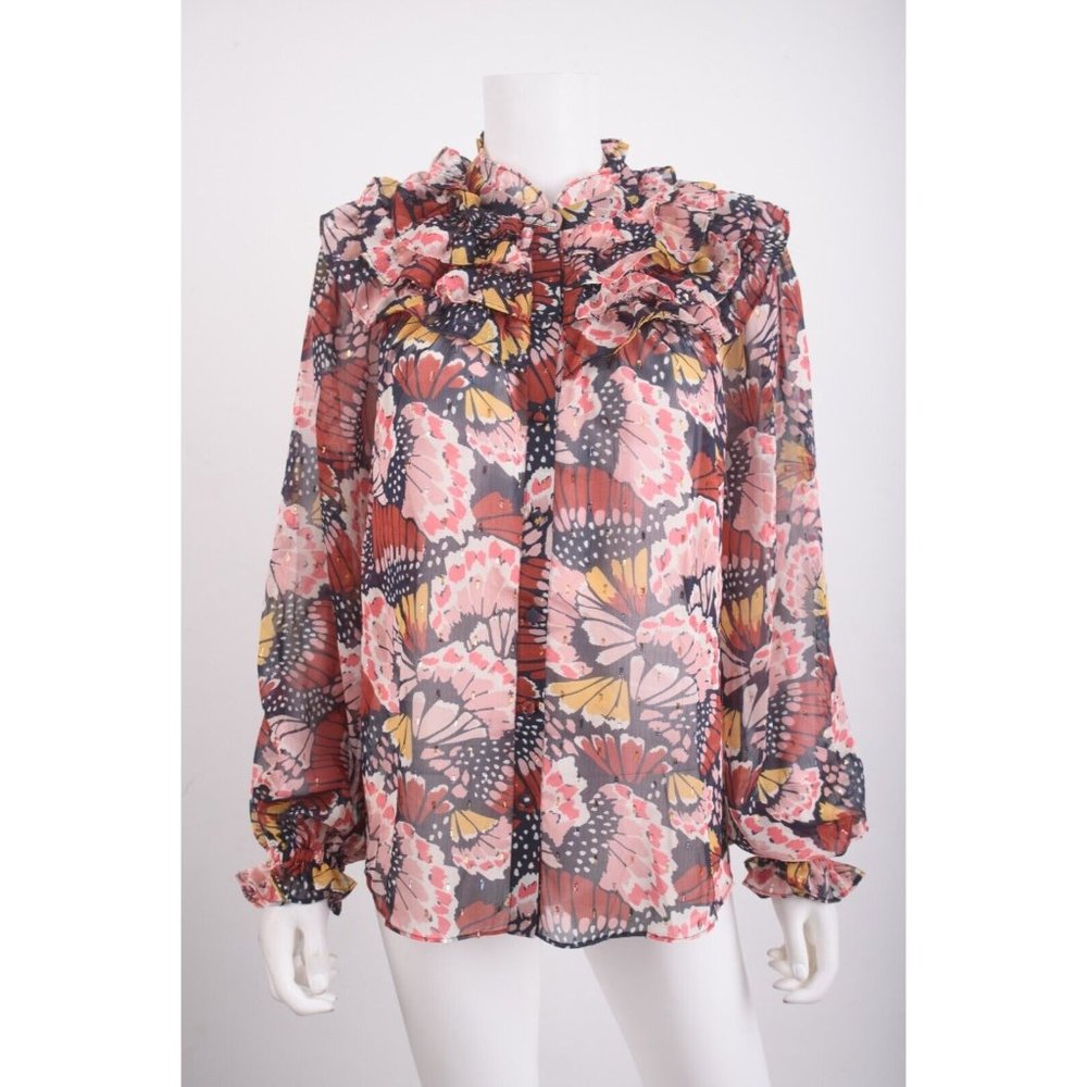 Boden Floral Ruffle Blouse - Pink, Red, Yellow